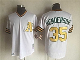 Oakland Athletics #35 Rickey Henderson White Mitchell And Ness Throwback Pullover Stitched Jersey,baseball caps,new era cap wholesale,wholesale hats